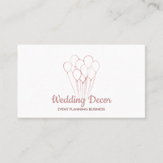 White Rose Gold Event Birthday Party Balloon Business Card