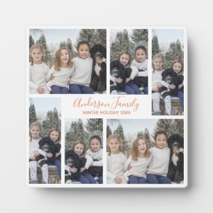 White Rose Gold Family Photo Template Plaque
