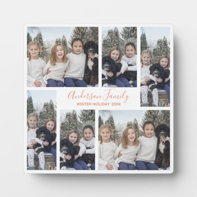 White Rose Gold Family Photo Template Plaque (Front)