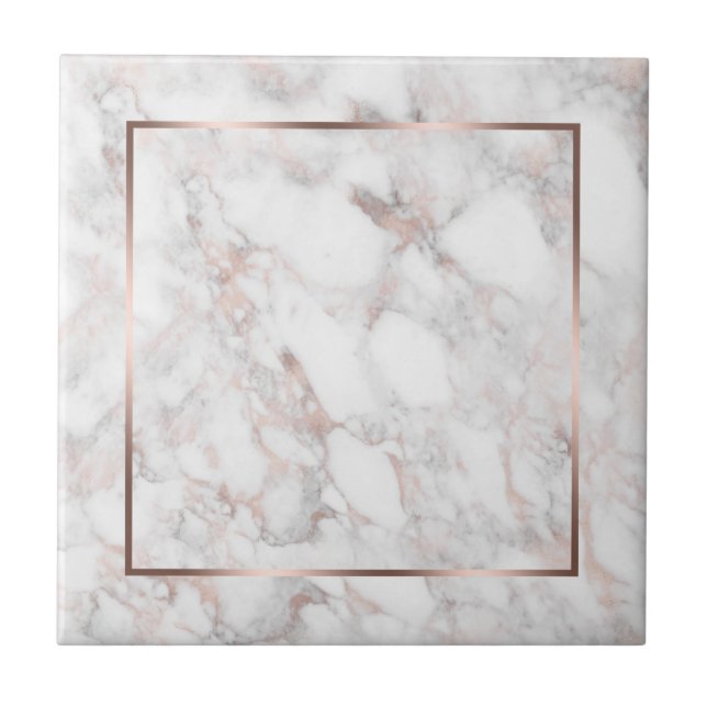 White & Rose-Gold Faux Marble Tile (Front)