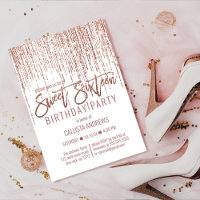 White Rose Gold Glitter Fringe Curtain Sweet 16
