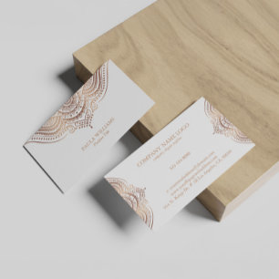 White Rose-Gold Lace Mandala Business Card