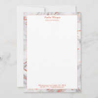 White & Rose Gold Marble Border, Name Info