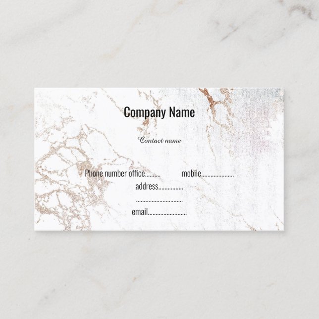 WHITE ROSE GOLD MARBLE  BUSINESS CARD (Front)