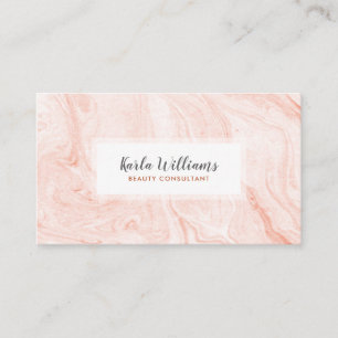 White Rose-Gold Marble Swirls Business Card