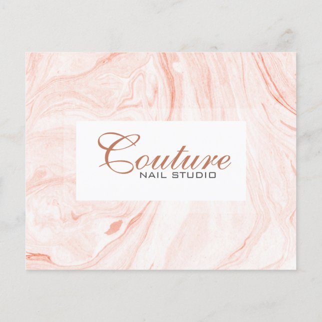 White & Rose-Gold Marble Swirls Menu List (Back)