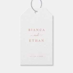 White & Rose Gold Minimalist Typography Wedding Gift Tags
