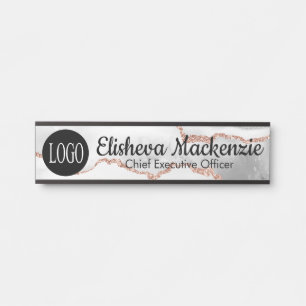 White Rose Gold Office Door Sign Signs Name Plate
