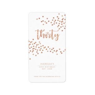 White & Rose Gold Polka Dot Custom Favour Label