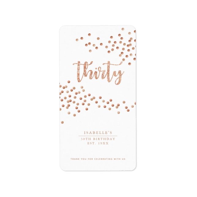 White & Rose Gold Polka Dot Custom Favour Label (Front)