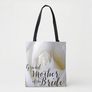 White Rose Grandmother of Bride Canvas Tote Bag