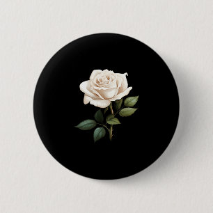 White Rose Graphic  6 Cm Round Badge