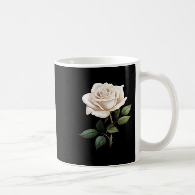 White Rose Graphic  Coffee Mug (Right)