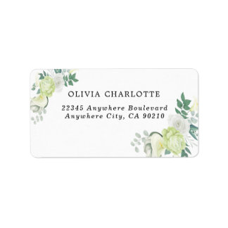 White Rose Green and White Floral Label