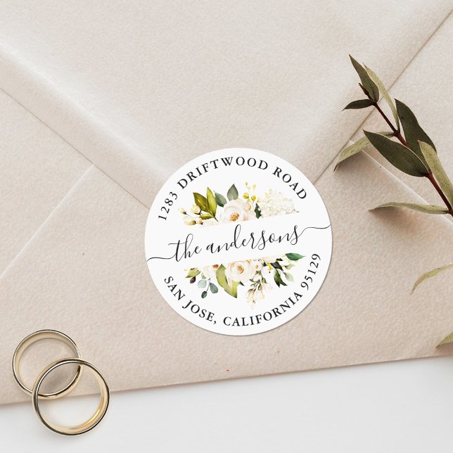 White Rose Greenery Floral Return Address Seal (Creator Uploaded)