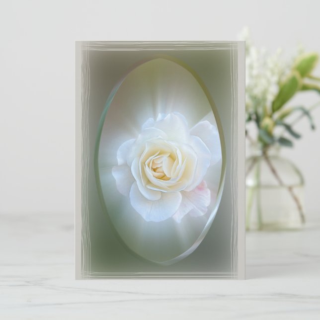 White Rose Holiday Card (Standing Front)