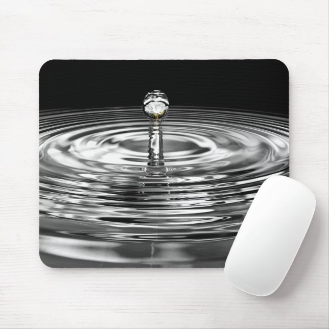 White Rose in Water Droplet Mouse Pad (With Mouse)