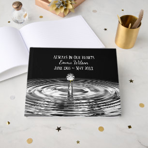 White Rose In Water Droplet On Black Guest Book