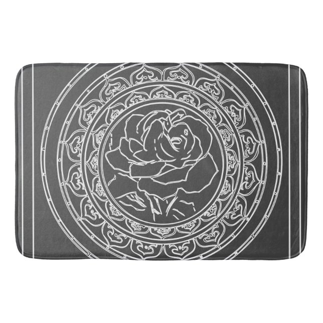 White Rose Mandala - Bath Mat (Front)