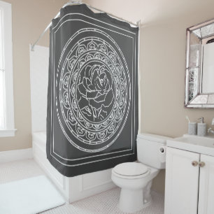 White Rose Mandala - Shower Curtain
