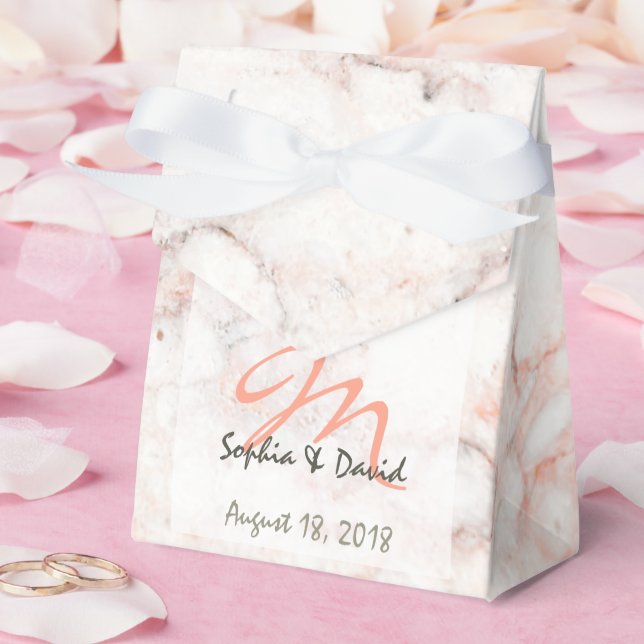 White Rose Marble Monogram Wedding Favour Favour Box (Wedding)