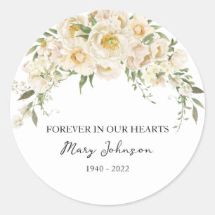 White Rose Memorial Funeral Classic Round Sticker