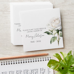 White Rose Memorial Funeral Seed Envelope