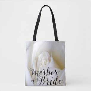 White Rose Mother of the Bride Canvas Tote Bag