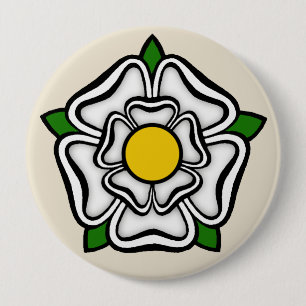 White Rose of York, England Emblem of Royalty 10 Cm Round Badge