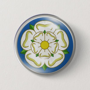 White Rose of Yorkshire Flag 6 Cm Round Badge
