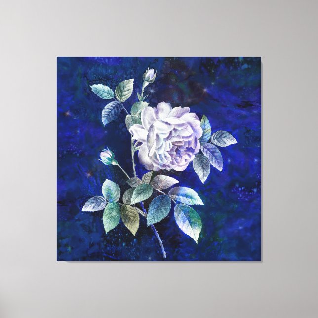 White Rose on a Textured Background Canvas Print (Front)