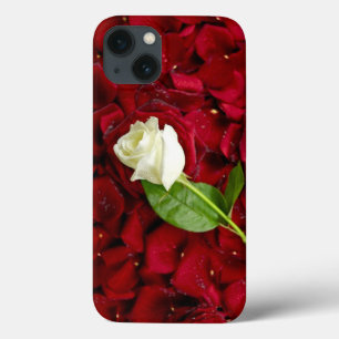 White Rose On Red Petals iPhone 13 Case