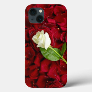 White Rose On Red Petals iPhone 13 Case