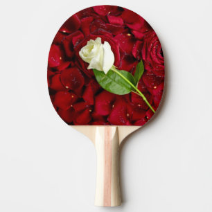 White Rose On Red Petals Ping Pong Paddle