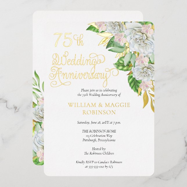 White Rose Orchid 75th Wedding Anniversary Party (Front/Back)