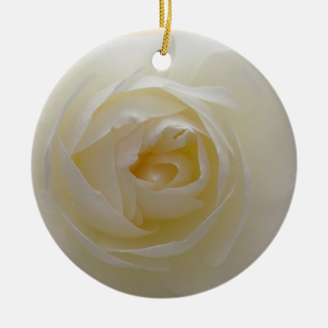 White Rose Ornament Personalised Rose Decorations (Front)