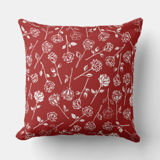 White Rose Pattern Cushion