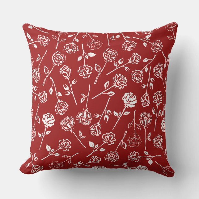 White Rose Pattern  Cushion (Front)