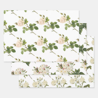 White Rose Pattern Wrapping Paper Sheet