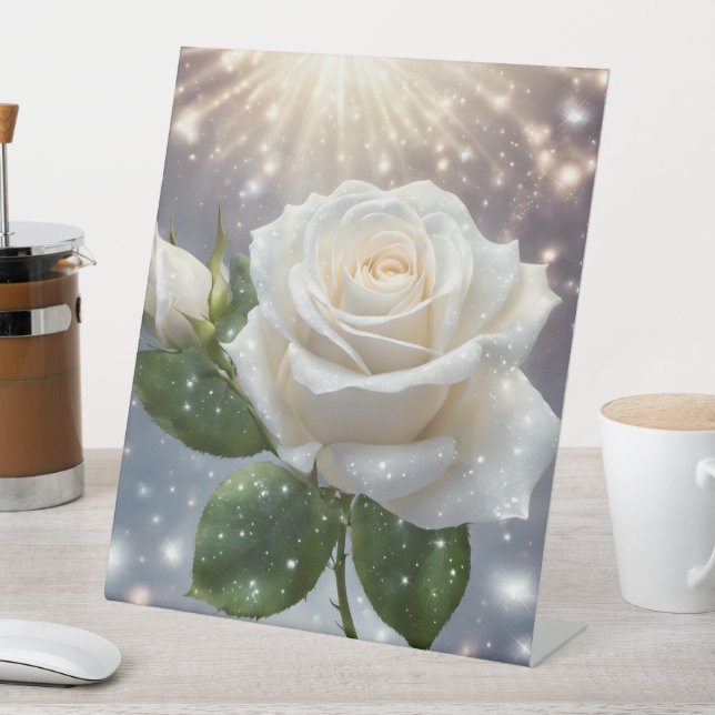 White Rose Pedestal Sign (In SItu)
