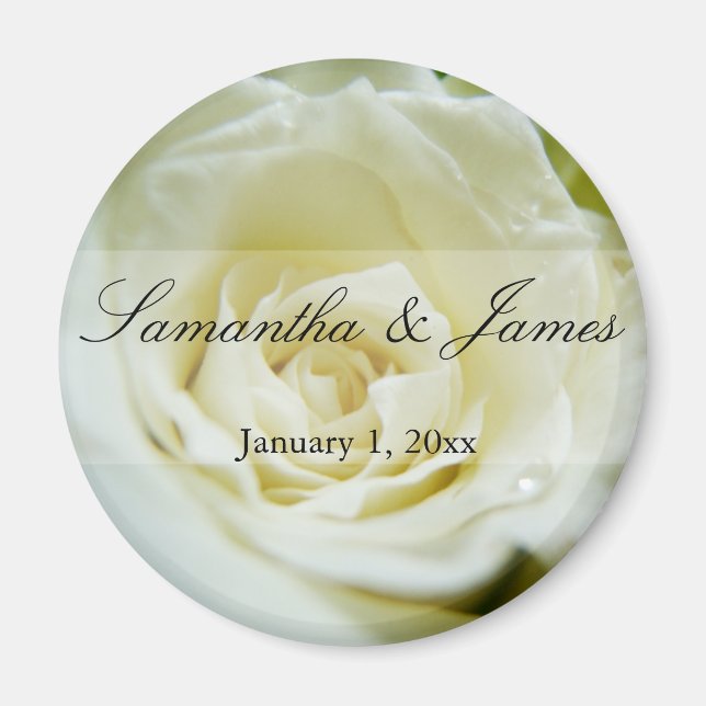 White Rose Personal Wedding Magnet (Front)