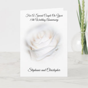 White Rose Personalised 14th Wedding Anniversary Card