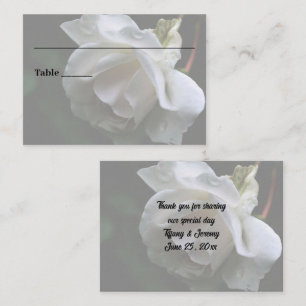 White Rose Personalised Floral Wedding  Place Card