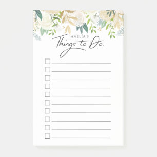 White Rose   Personalised Things to Do List Post-it Notes