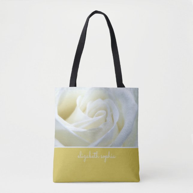 White Rose Personalised Tote Bag (Front)
