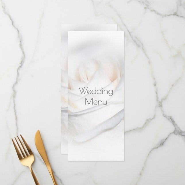 White Rose Personalised Wedding Dinner Menu (Front/Back In Situ)