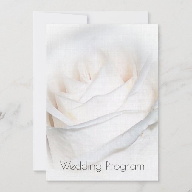 White Rose Personalised Wedding Program Invitation (Front)