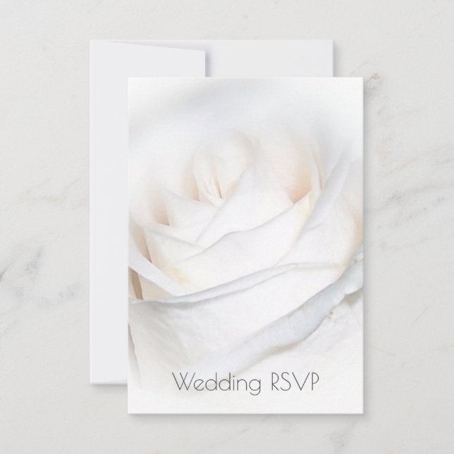 White Rose Personalised Wedding RSVP Card (Front)