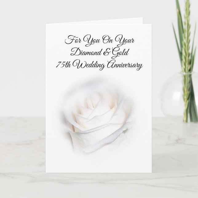 White Rose Personalized 75th Wedding Anniversary Card (Front)