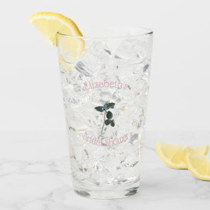 White Rose Petal Pink Bridal Shower Glass